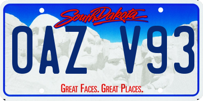SD license plate 0AZV93