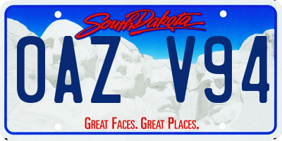 SD license plate 0AZV94