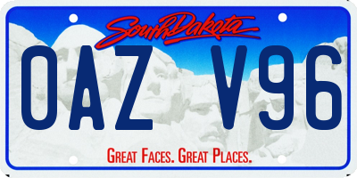 SD license plate 0AZV96