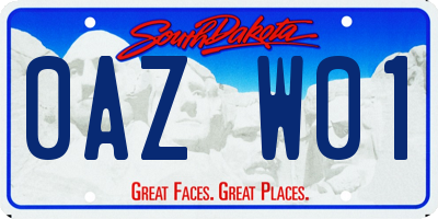 SD license plate 0AZW01