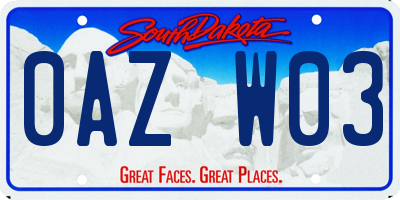 SD license plate 0AZW03