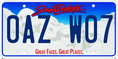 SD license plate 0AZW07