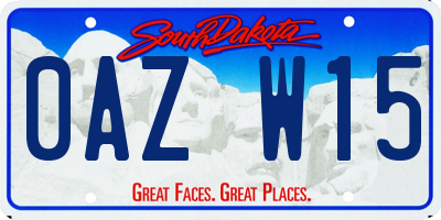SD license plate 0AZW15