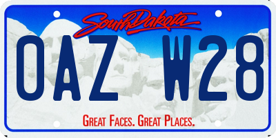 SD license plate 0AZW28