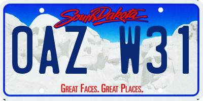 SD license plate 0AZW31