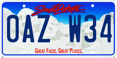 SD license plate 0AZW34