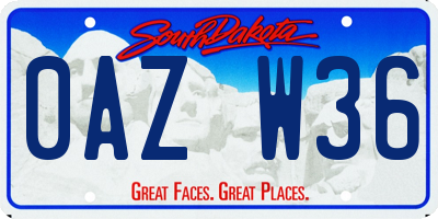 SD license plate 0AZW36