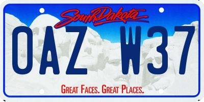 SD license plate 0AZW37