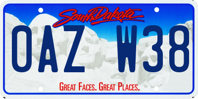 SD license plate 0AZW38