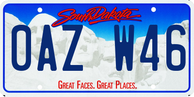 SD license plate 0AZW46