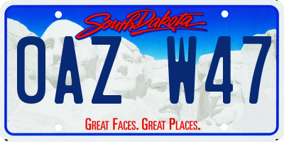 SD license plate 0AZW47