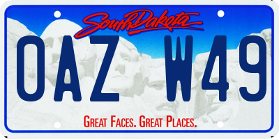 SD license plate 0AZW49
