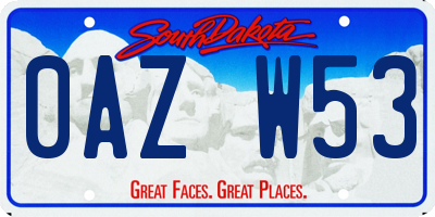SD license plate 0AZW53