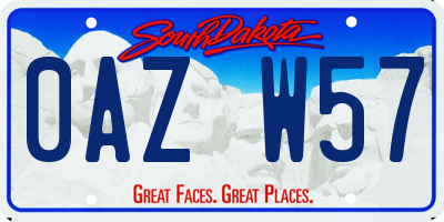 SD license plate 0AZW57