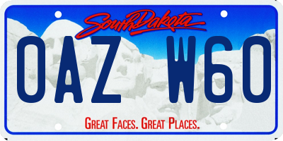 SD license plate 0AZW60
