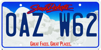 SD license plate 0AZW62