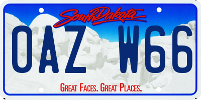 SD license plate 0AZW66