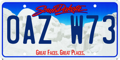 SD license plate 0AZW73