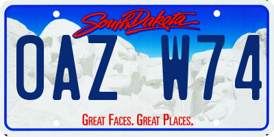 SD license plate 0AZW74