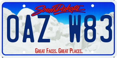 SD license plate 0AZW83