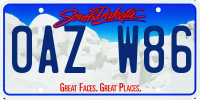 SD license plate 0AZW86
