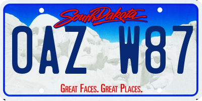 SD license plate 0AZW87