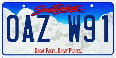 SD license plate 0AZW91