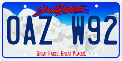 SD license plate 0AZW92