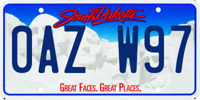 SD license plate 0AZW97