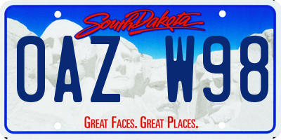 SD license plate 0AZW98