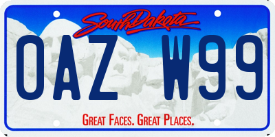 SD license plate 0AZW99