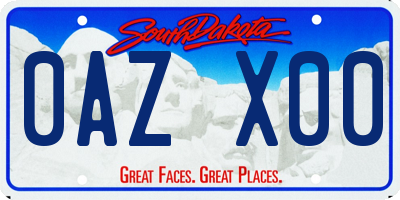 SD license plate 0AZX00