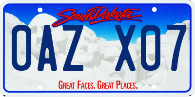 SD license plate 0AZX07