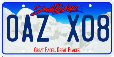 SD license plate 0AZX08