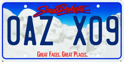 SD license plate 0AZX09