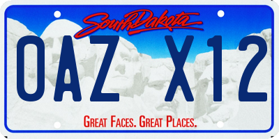 SD license plate 0AZX12