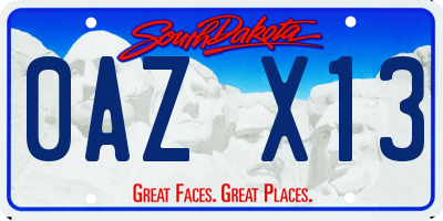 SD license plate 0AZX13