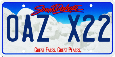 SD license plate 0AZX22