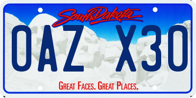 SD license plate 0AZX30