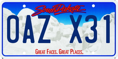 SD license plate 0AZX31