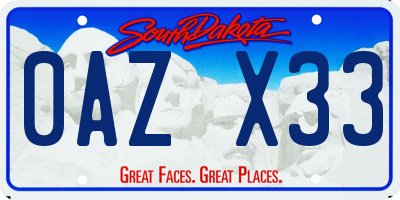 SD license plate 0AZX33