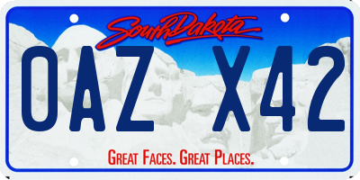 SD license plate 0AZX42