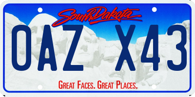 SD license plate 0AZX43