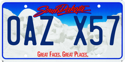 SD license plate 0AZX57