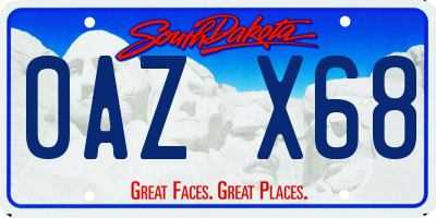 SD license plate 0AZX68