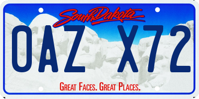 SD license plate 0AZX72