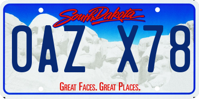 SD license plate 0AZX78