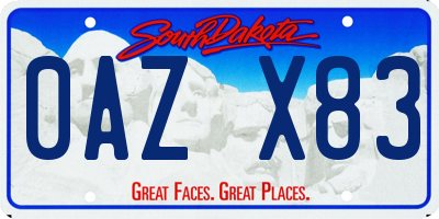 SD license plate 0AZX83