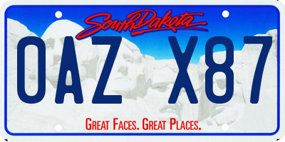 SD license plate 0AZX87