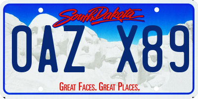 SD license plate 0AZX89